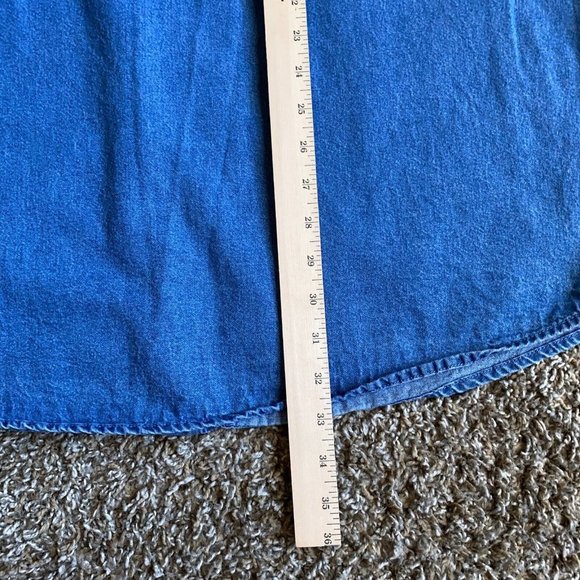 Graphic Sports Shirt Adult 2XL XXL Blue Denim Button Up Long Sleeve Logo Mens - Picture 9 of 11